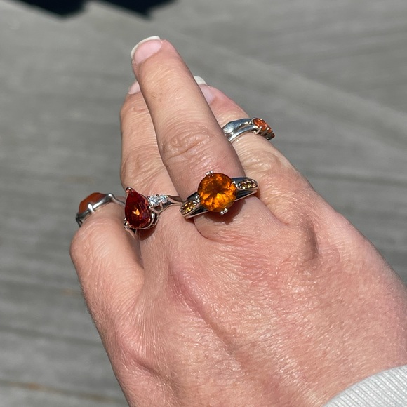 💕💕Mederia citrine and orange sapphires ring - Picture 7 of 16